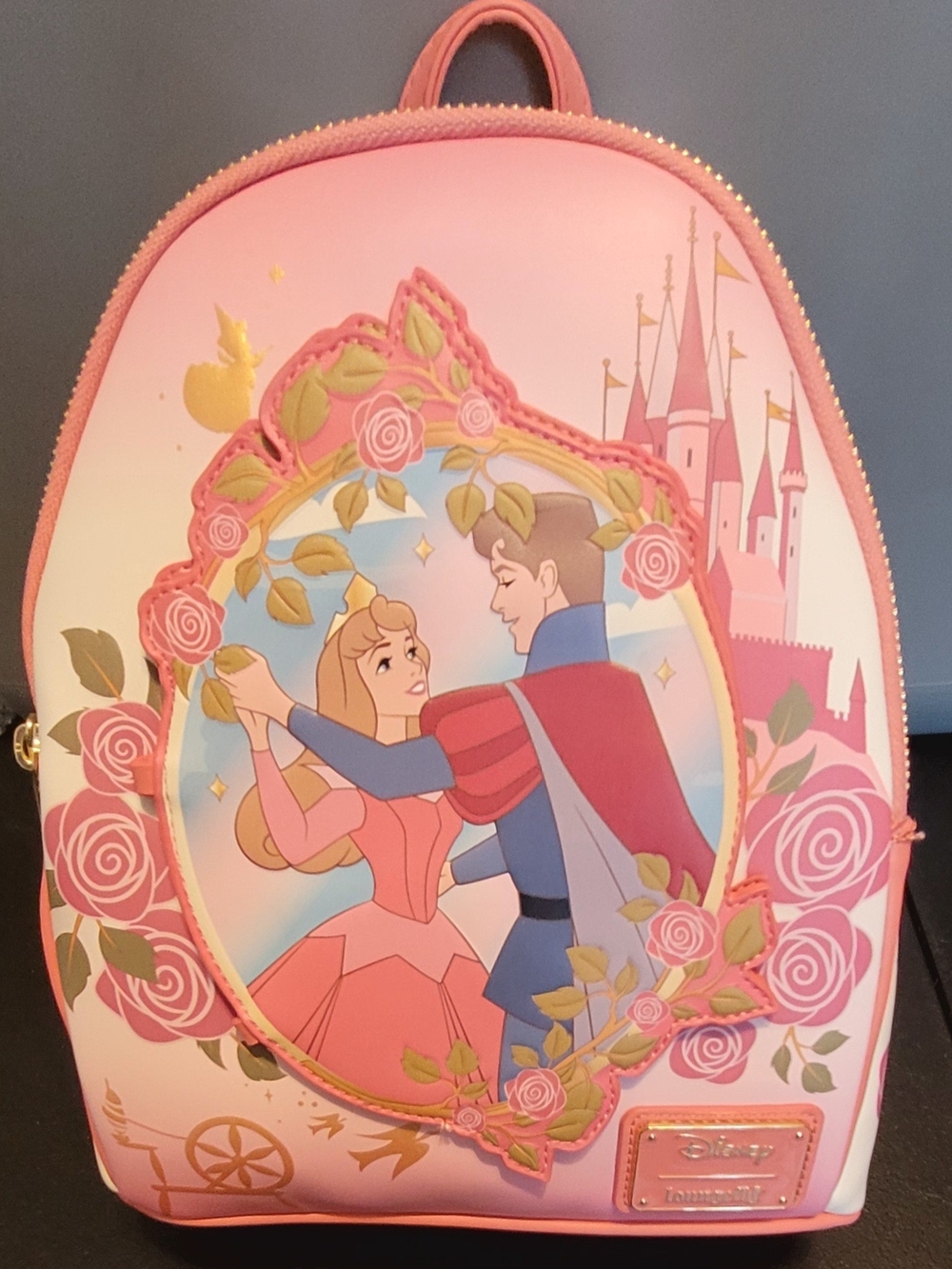 Loungefly Disney Sleeping Beauty Aurora Floral Magnetic Door Mini Backpack
